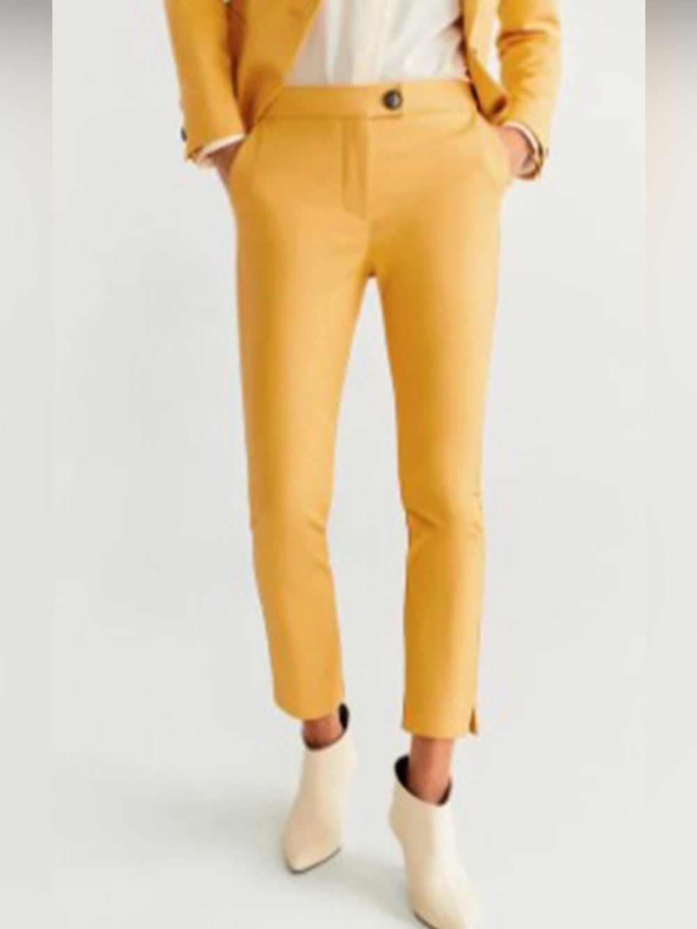 Mango brand Mustard Yellow Tailored Crop Pants